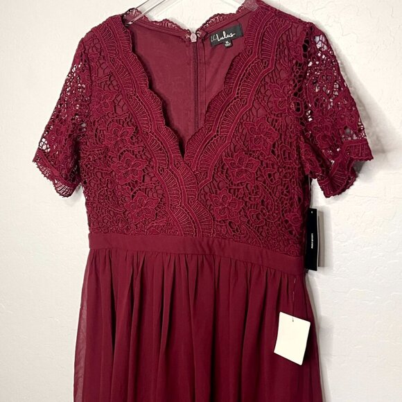 Lulus Burgundy Angel in Disguise Lace Skater Dress Size XL NWT - Picture 5 of 8